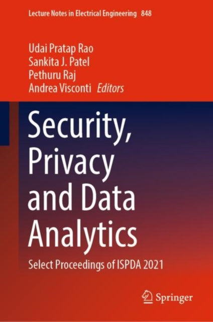 Book cover of: Security, Privacy and Data Analytics. By: Udai Pratap Rao