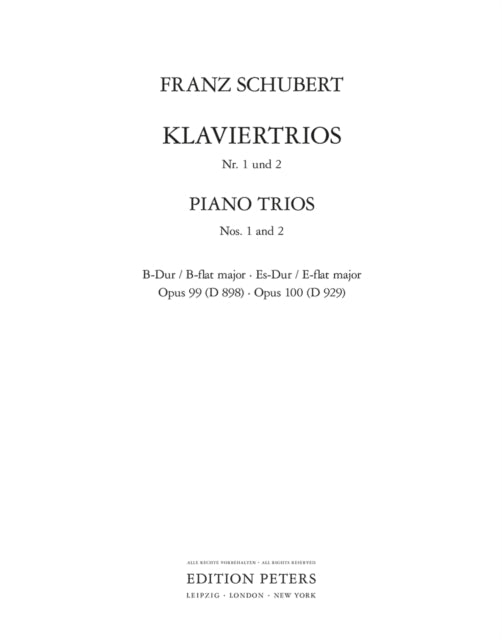 Book cover of: Piano Trios in B flat Op.99; E flat Op.100