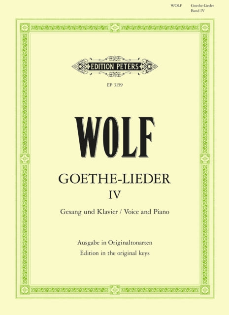 Book cover of: Goethe-Lieder: 51 Songs Vol.4