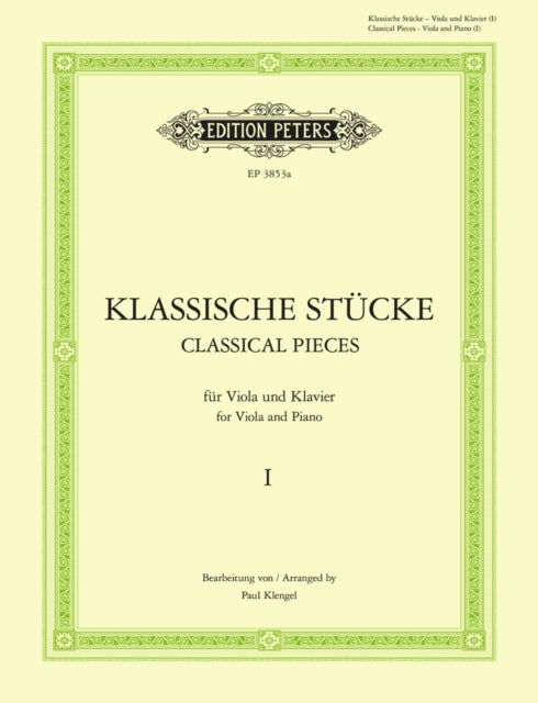 Book cover of: Classical Pieces for Viola Vol.1