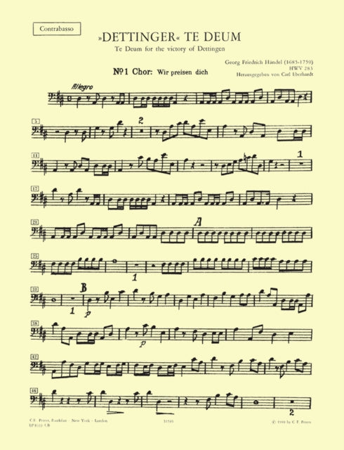Book cover of: Dettingen Te Deum (Bass Part)