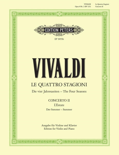 Book cover of: Violin Concerto in G minor Op. 8 No. 2 Summer (Edition for Violin and Piano)