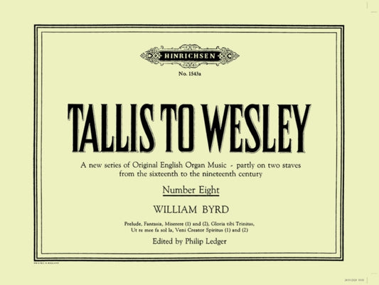 Book cover of: Tallis to Wesley: 8 Organ Pieces