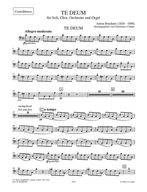 Book cover of: Te Deum (Contrabass Part)
