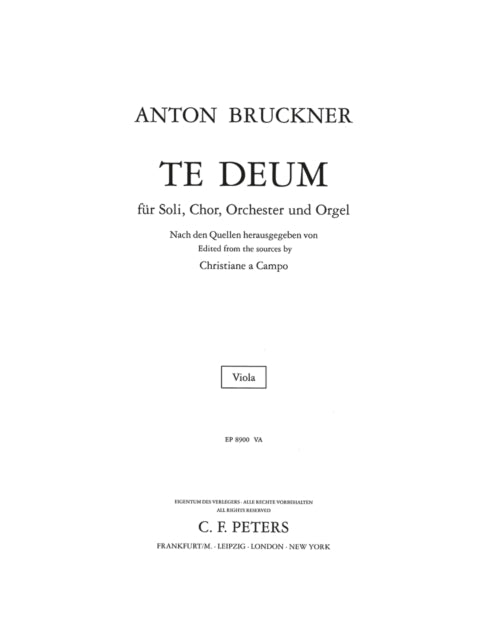 Book cover of: Te Deum Viola Part