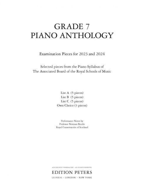 Book cover of: Grade 7 Piano Anthology 2023-2024